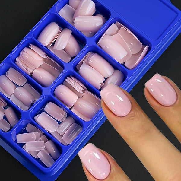 Elegant Medium Trapezoid Acrylic Press-On Nails - Full Cover Artificial Fingernails for Parties - 100pcs Extension Fake Nail Tips